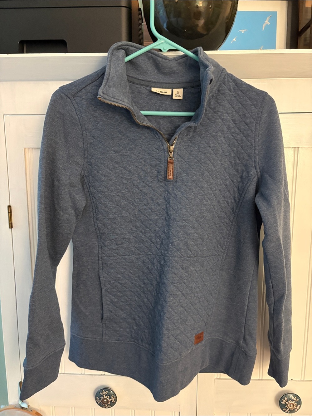 LL Bean Quilted Half-Zip Turtleneck Sweatahirt - Blue S